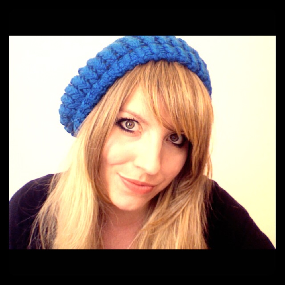 COPY - Hand Knit Beret Slouchy Hat Cobalt Blue